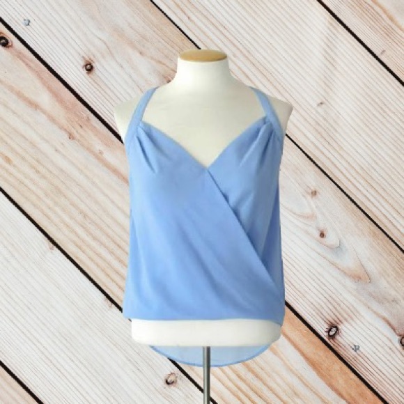 Japna Tops - NWT Japna With Love Women's Blue Chiffon Sleeveless Blouse Tank Top V-Neck Sz XS